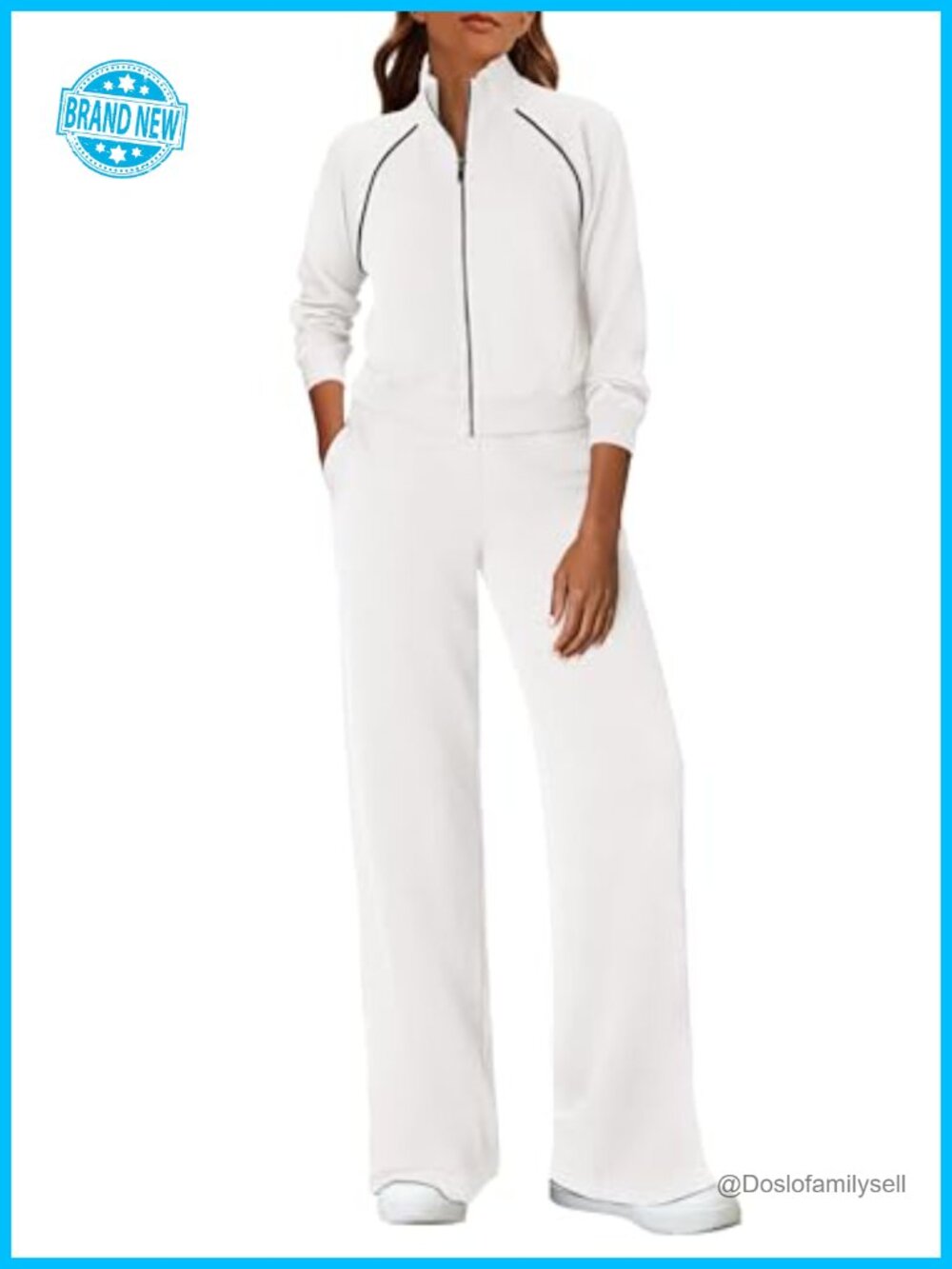 Women's 2 Piece Lounge Set Zip Sweatshirt Wide Leg Pants Workout